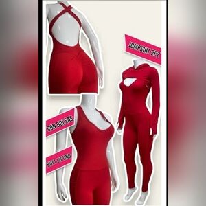 Red Women's Jumpsuit 2-Piece Set